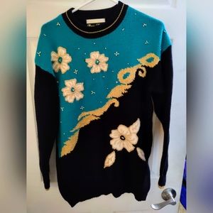 Vintage Dana Scott Sweater Wool Angora  Size Large Textured 80s 90s